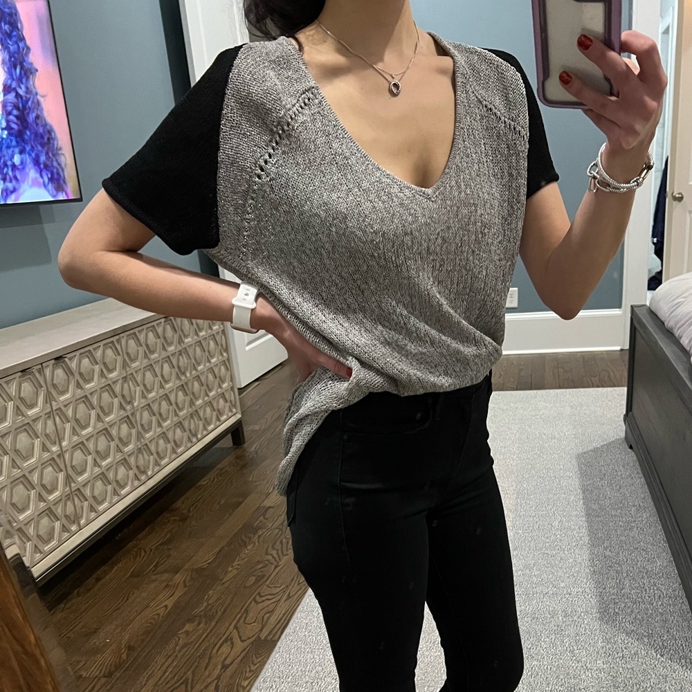 Helmet Lang Melange Short Sleeve Sweater